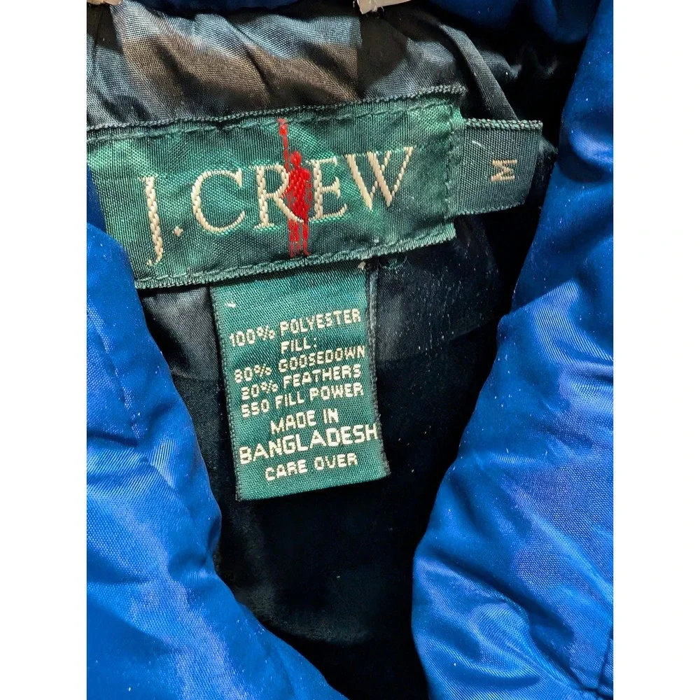 J. Crew Oarsman Logo Goose Down Puffer Vest Full Zip Padded Blue Mens‎ M READ